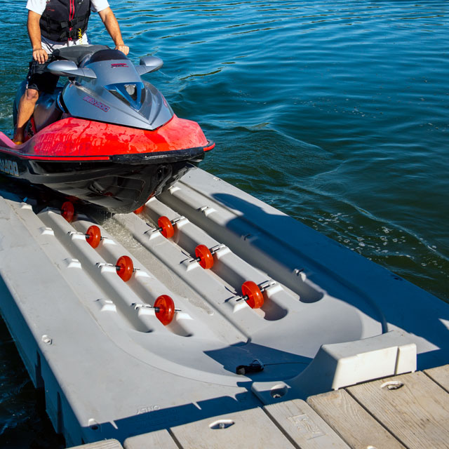 Connect-A-Port 6XL & 2XL attached to Floating Dock - Jet Ski Docking